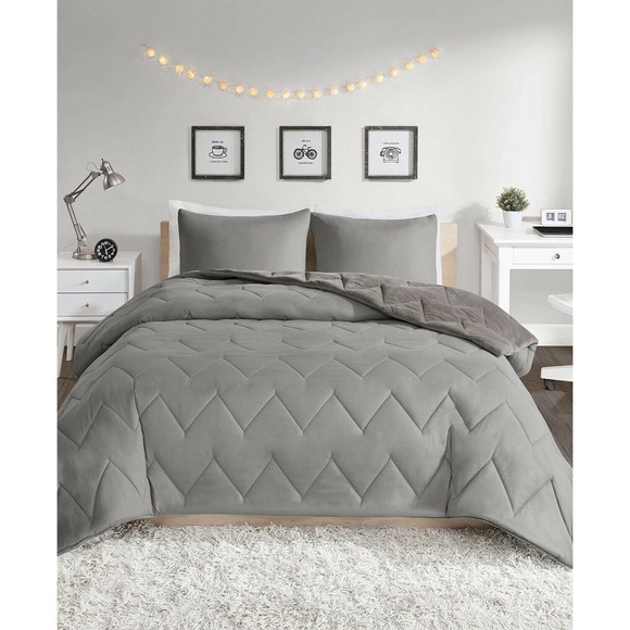 Intelligent Design Kai Chevron Quilted Reversible 3 Pc. Comforter Set FULL QUEEN - Picture 1 of 5